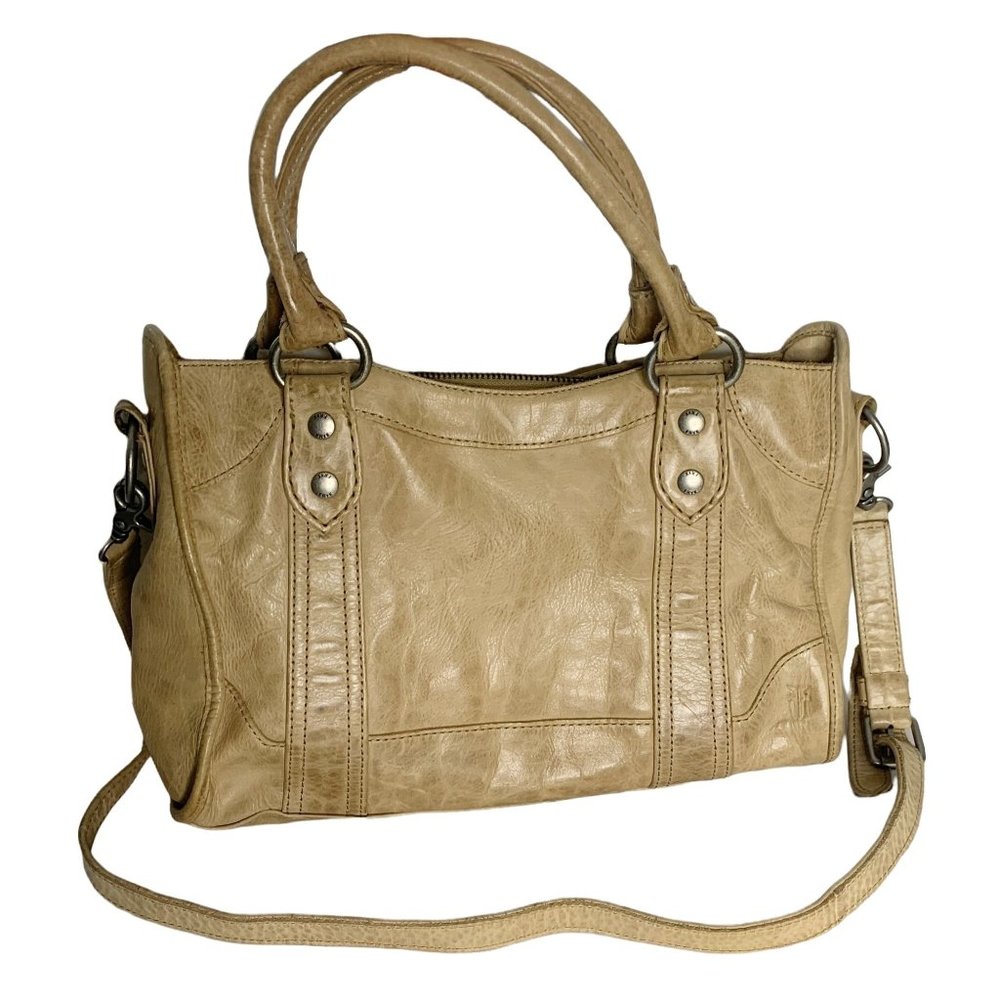 Frye Beige-Tan Leather Double-Handle Satchel